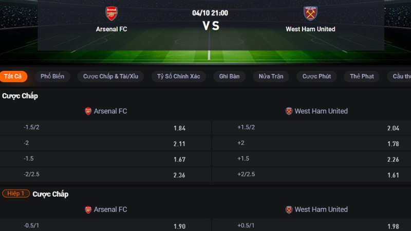 Arsenal vs West Ham