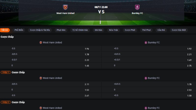 West Ham vs Burnley